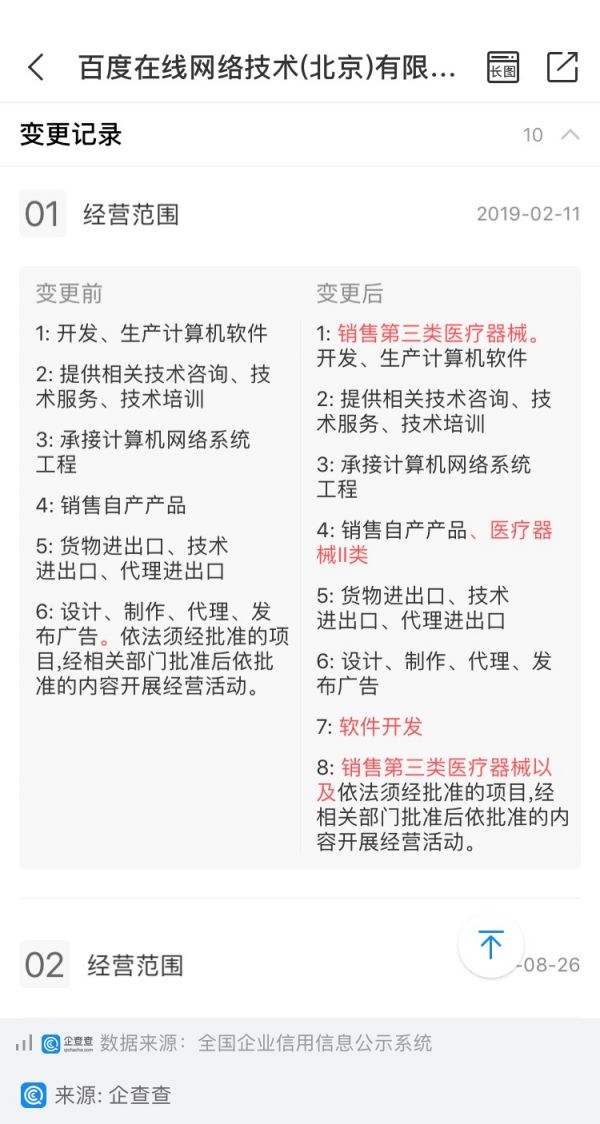 百度或涉足医疗，经营范围新增销售医疗器械等