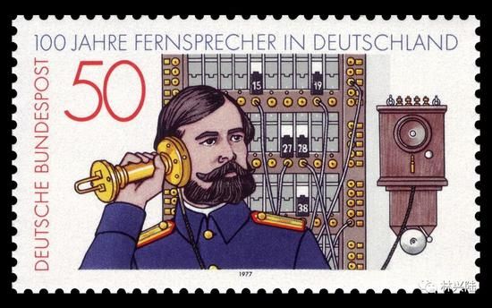 纪念邮票上的19世纪人工接线式电话