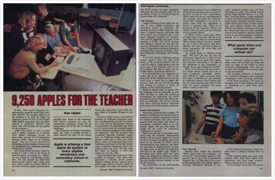△ Creative Computing杂志1983年10月对苹果教育的报道。