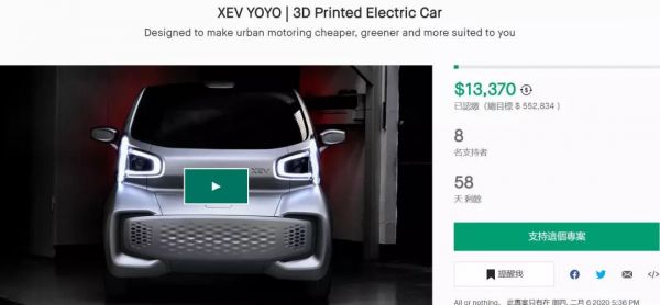 潮科技 | 民用3D打印汽车YOYO开始众筹，售价5999欧元