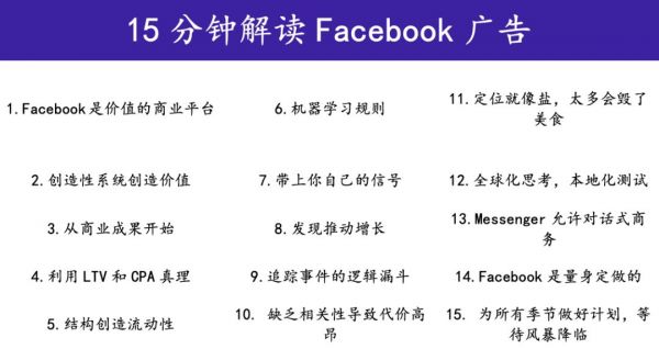 Facebook前全球客户部合伙人揭秘15条广告法则