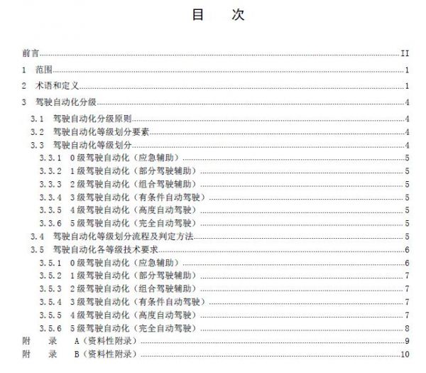 自动驾驶分级中国标准明年1月1日实施，与美国基本一致