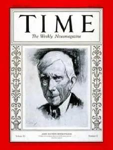 图：1928年，约翰·洛克菲勒登上时代周刊封面
