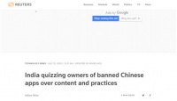 外媒:禁用59款中国APP后 印度又要求中企回答77个问题