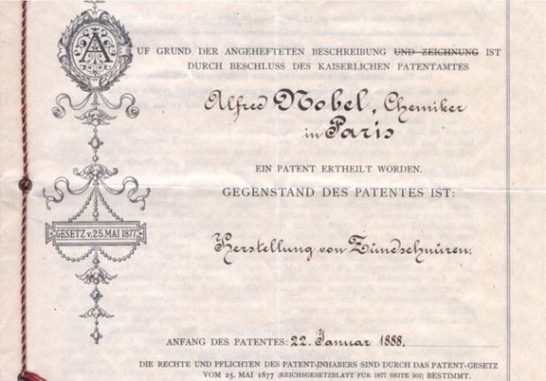  诺贝尔一生中在全世界获得了355项专利。（图源：诺贝尔奖官网）