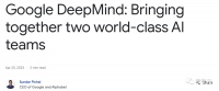 谷歌正式合并DeepMind，停止内斗能否打过OpenAI？