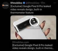 谷歌 Pixel 8 Pro 真机曝光：内置温度计，可测量人和物体