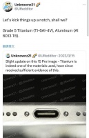 苹果iPhone 15 Pro钛版手机实机图曝光:五级钛+铝合金,USB-C接口