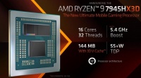 AMD 发布 R9 7945HX3D 移动处理器：16 核 32 线程，144MB 大缓存