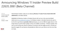 微软 Win11 Beta 预览版 Build 22635.3061 发布：改进共享菜单等