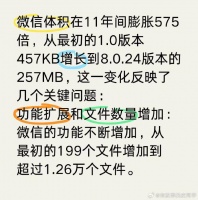 微信增大是因为功能变多其他app也都不小…
