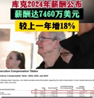 库克薪涨至7460万美元，被苹果要求在商务和个人旅行中使用私人飞机