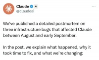 Claude 急了！模型降智，官方长文用 bug 搪塞？开发者怒怼“太晚了”：承认不达标为何不退钱？