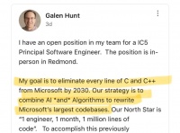 微软定目标：2030年，彻底删除C、C++代码，换成Rust