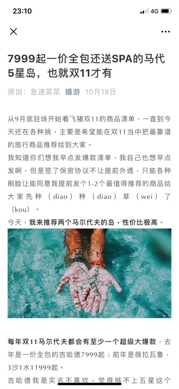 5折住万豪，7999游马代：“旅游圈李佳琦”如何双十一卖货1.4亿