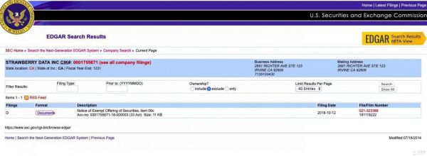 Strawberry Data SEC备案表格