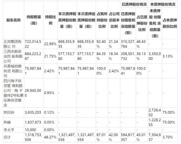 大股东质押情况，来源：公告