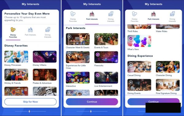 游客可以在Disney Genie上选择感兴趣的设施活动
