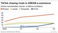 TikTok东南亚电商业务增长四倍至163亿美元，缩小与Shopee差距